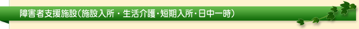 障害者支援施設（施設入所・生活介護・短期入所・日中一時）